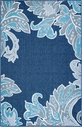 Trans Ocean Riviera Ornamental Leaf Navy Area Rug Mirror by Liora Manne main image