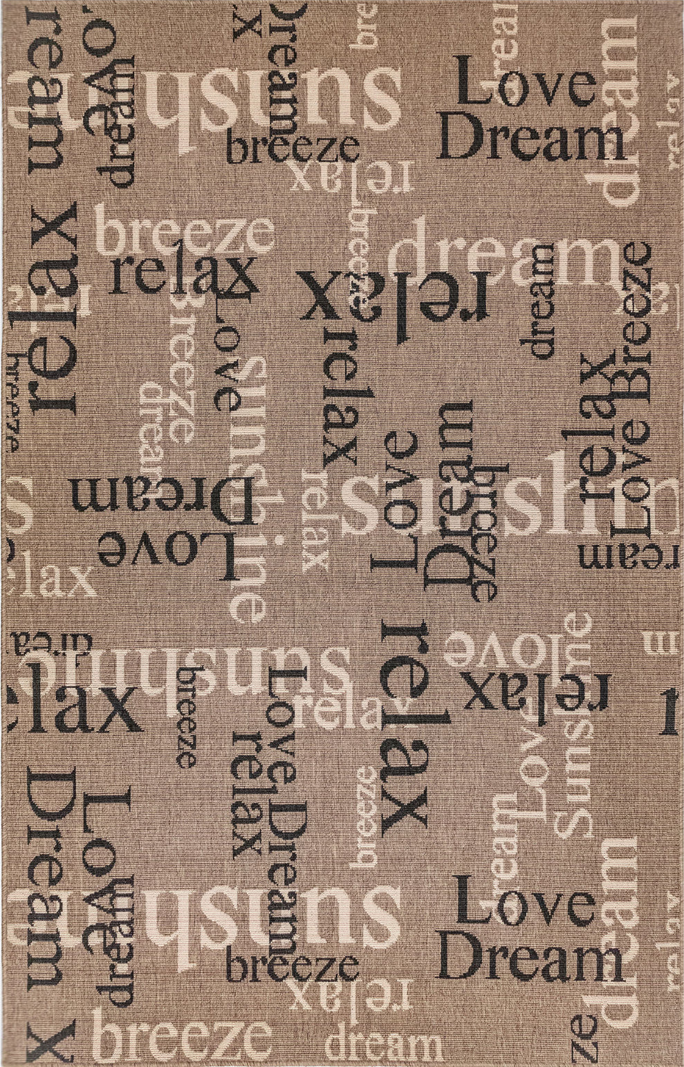 Trans Ocean Riviera Happy Words Taupe Area Rug Mirror by Liora Manne main image
