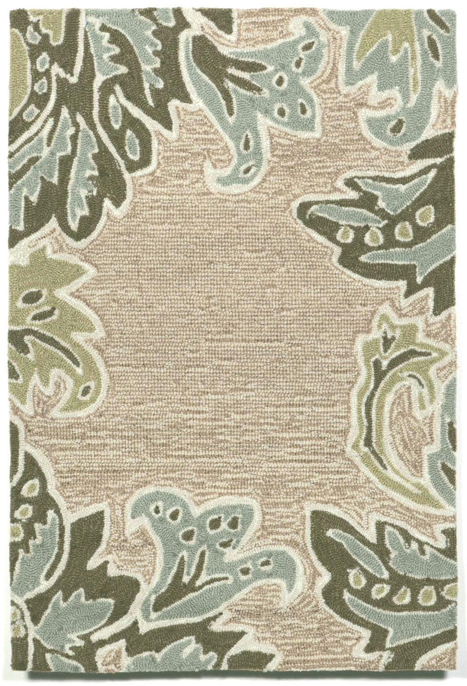 Trans Ocean Ravella Ornamental Leaf Border Natural Area Rug by