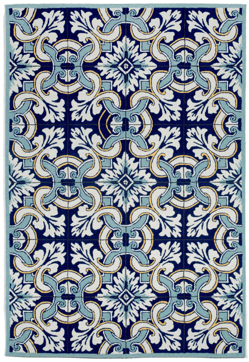 Trans Ocean Ravella Floral Tile Blue Area Rug main image