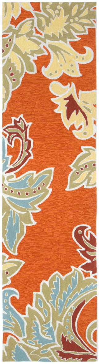 Trans Ocean Ravella Ornametal Leaf Bdr Orange Area Rug 2'0'' X 8'0'' Runner