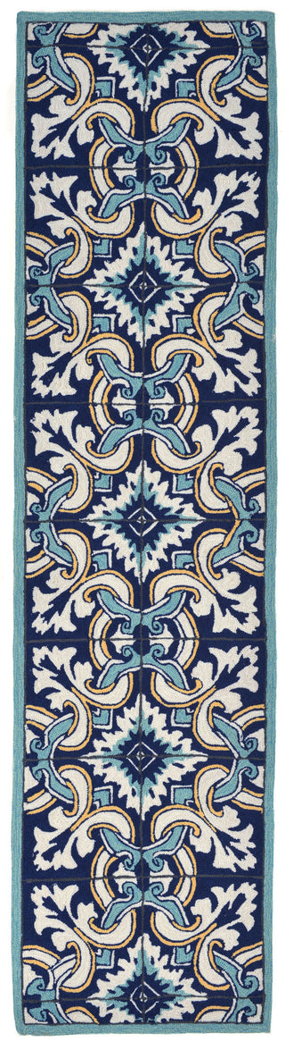 Trans Ocean Ravella Floral Tile Blue Area Rug Main