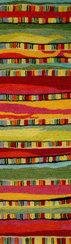 Trans Ocean Seville Mosaic Stripe Red Area Rug 2'3'' X 8'0'' Runner