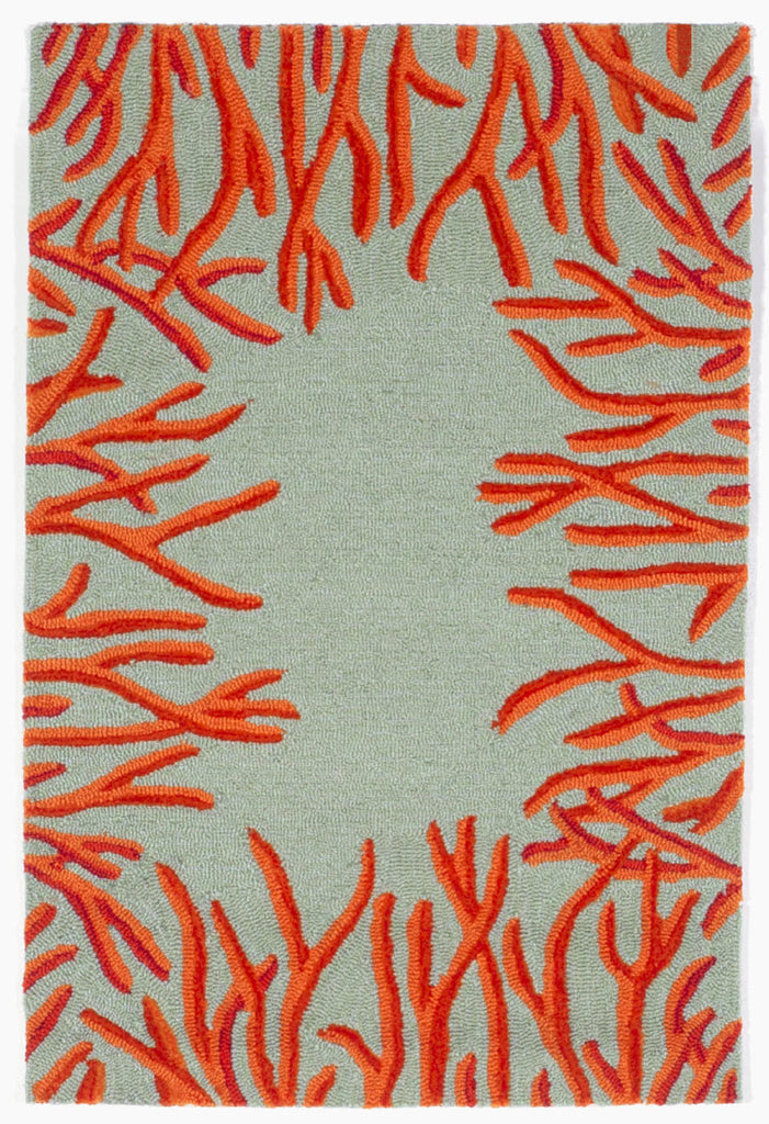 Trans Ocean Spello Coral Bdr Blue Area Rug 2' 0'' X 3' 0''