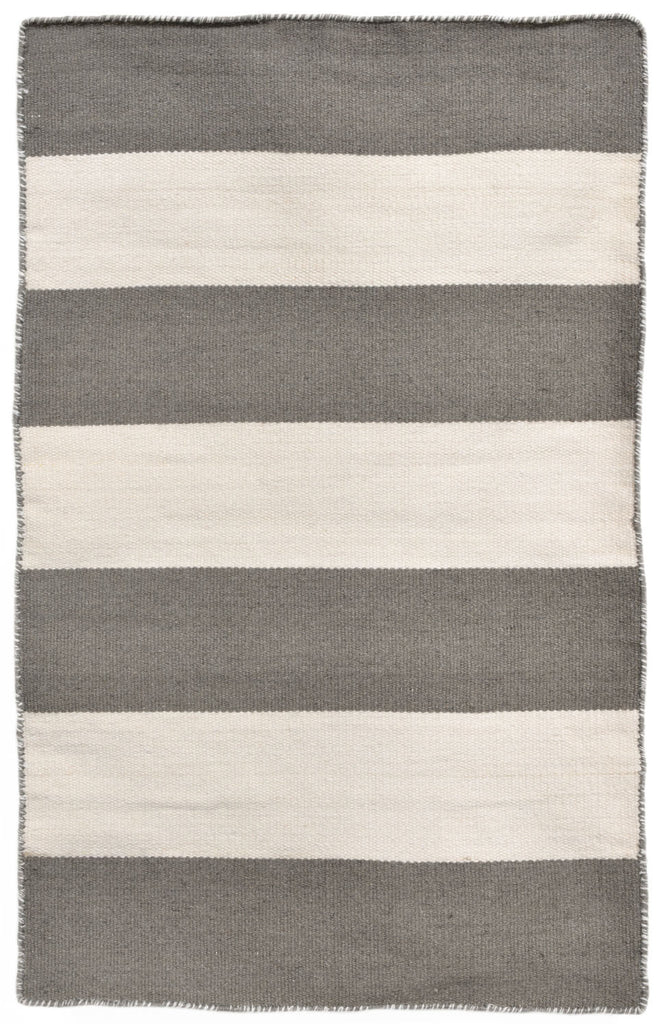 Trans Ocean Sorrento Rugby Stripe Grey Area Rug 2' 0'' X 3' 0''