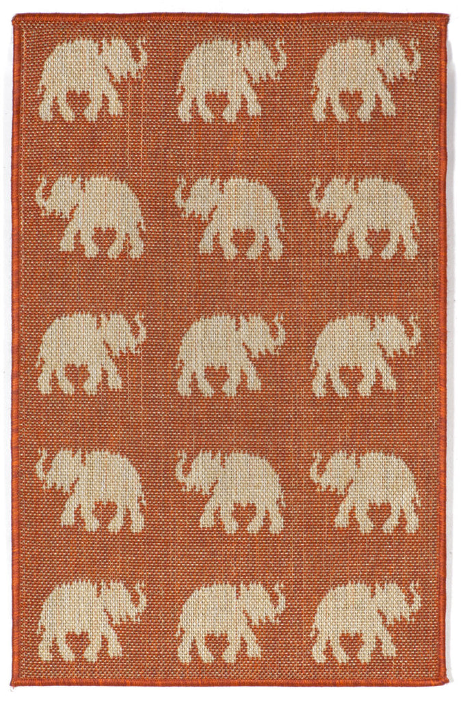 Trans Ocean Terrace Elephants Rust Area Rug 1' 11'' X 2' 11''