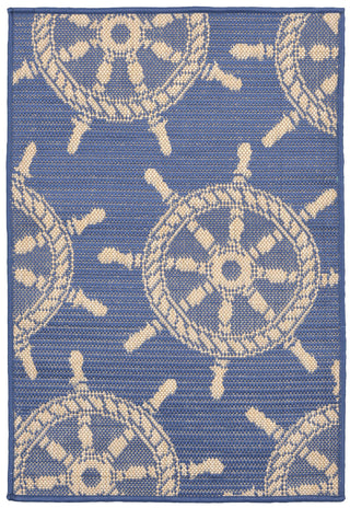 Trans Ocean Terrace Shipwheel Blue Area Rug 1' 11'' X 2' 11''