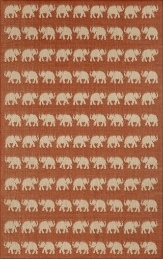 Trans Ocean Terrace Elephants Rust Area Rug main image