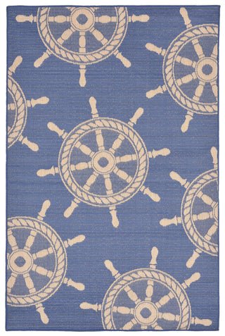 Trans Ocean Terrace Shipwheel Blue Area Rug 4' 10'' X 7' 6''