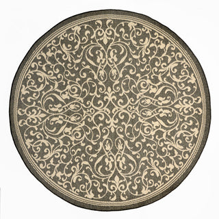 Trans Ocean Terrace Scroll Vine Grey Area Rug 7' 10'' Round