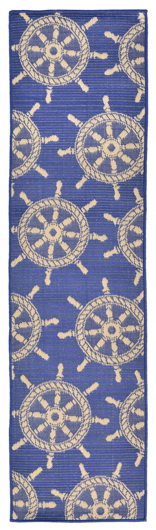 Trans Ocean Terrace Shipwheel Blue Area Rug Main