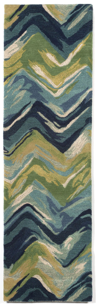Trans Ocean Tivoli Chevron Blue Area Rug 2'3'' X 8'0'' Runner