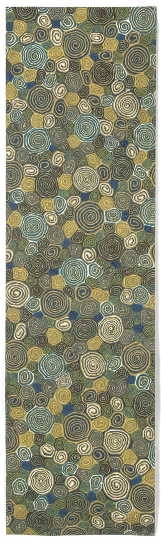 Trans Ocean Visions III Giant Swirls Green Area Rug 2'3'' X 8'0'' Runner