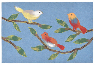 Trans Ocean Visions III Chirp Birds Blue Area Rug 1' 8'' X 2' 6''