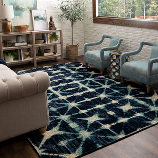 Karastan Expressions Triangle Accordion Indigo Area Rug by Scott Living Lifestyle Image