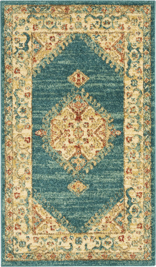 Traditional Vintage TRV03 Teal/Blue Area Rug by Nourison