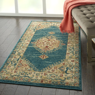 Traditional Vintage TRV03 Teal/Blue Area Rug by Nourison