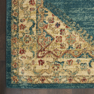 Traditional Vintage TRV03 Teal/Blue Area Rug by Nourison