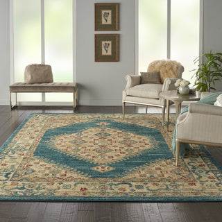 Traditional Vintage TRV03 Teal/Blue Area Rug by Nourison