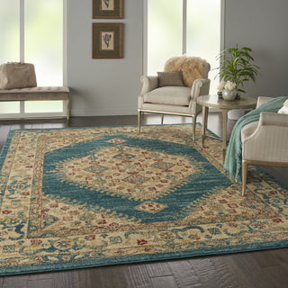 Traditional Vintage TRV03 Teal/Blue Area Rug by Nourison