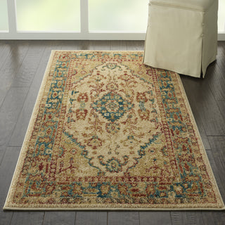 Traditional Vintage TRV04 Ivory/Teal Area Rug by Nourison