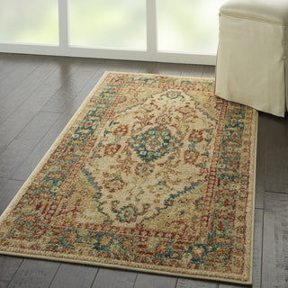 Traditional Vintage TRV04 Ivory/Teal Area Rug by Nourison