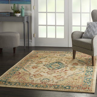 Traditional Vintage TRV04 Ivory/Teal Area Rug by Nourison