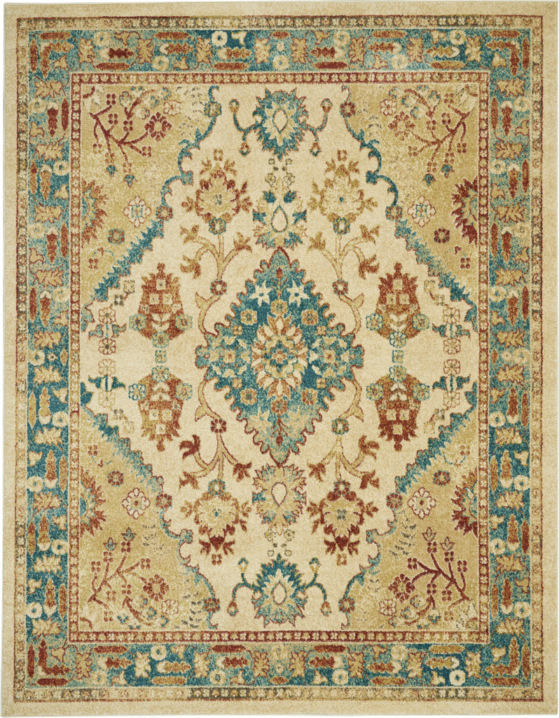 Traditional Vintage TRV04 Ivory/Teal Area Rug by Nourison