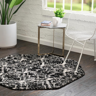 Unique Loom Tucson T-TUSN1 Black Area Rug Octagon Lifestyle Image Feature
