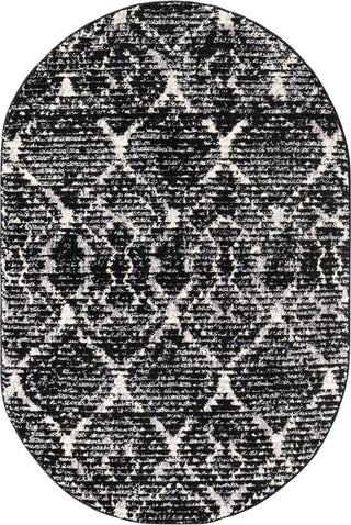 Unique Loom Tucson T-TUSN1 Black Area Rug Oval Top-down Image