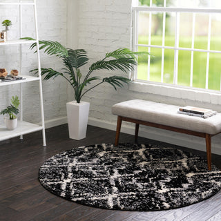 Unique Loom Tucson T-TUSN1 Black Area Rug Round Lifestyle Image