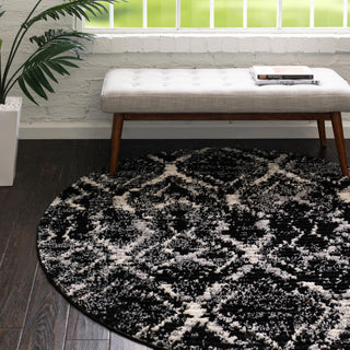 Unique Loom Tucson T-TUSN1 Black Area Rug Round Lifestyle Image