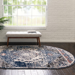 Unique Loom Tucson T-TUSN2 Blue Area Rug Oval Lifestyle Image