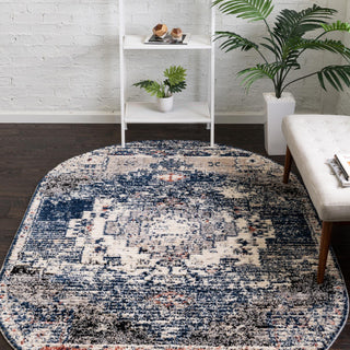 Unique Loom Tucson T-TUSN2 Blue Area Rug Oval Lifestyle Image