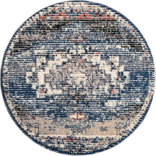 Unique Loom Tucson T-TUSN2 Blue Area Rug Round Top-down Image