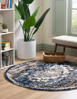 Unique Loom Tucson T-TUSN2 Blue Area Rug Round Lifestyle Image