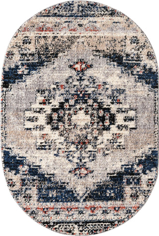 Unique Loom Tucson T-TUSN2 Gray Area Rug Oval Top-down Image