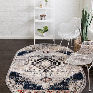 Unique Loom Tucson T-TUSN2 Gray Area Rug Oval Lifestyle Image