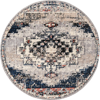 Unique Loom Tucson T-TUSN2 Gray Area Rug Round Top-down Image