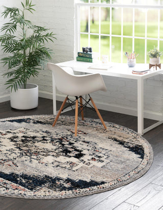 Unique Loom Tucson T-TUSN2 Gray Area Rug Round Lifestyle Image