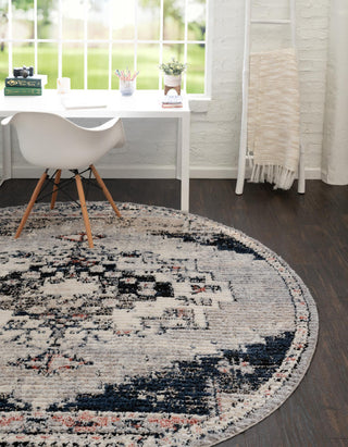 Unique Loom Tucson T-TUSN2 Gray Area Rug Round Lifestyle Image