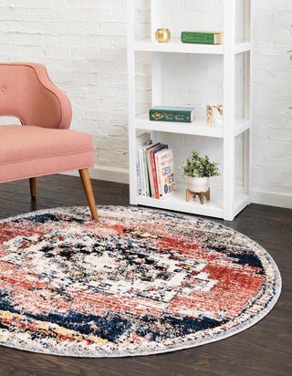 Unique Loom Tucson T-TUSN2 Rust Red Area Rug Round Lifestyle Image