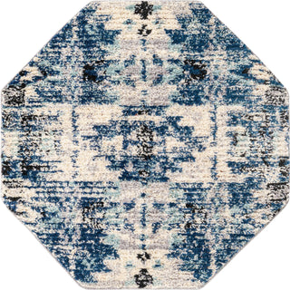 Unique Loom Tucson T-TUSN3 Blue Area Rug Octagon Top-down Image