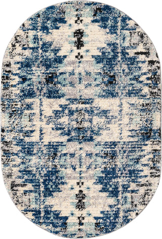 Unique Loom Tucson T-TUSN3 Blue Area Rug Oval Top-down Image