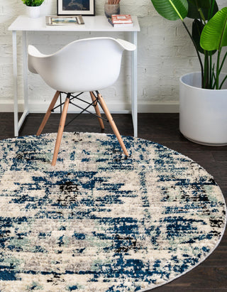 Unique Loom Tucson T-TUSN3 Blue Area Rug Round Lifestyle Image