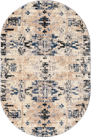 Unique Loom Tucson T-TUSN3 Ivory Area Rug Oval Top-down Image