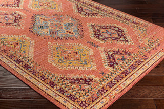 Surya Trailblazer TZR-1008 Bright Orange Dark Red Wheat Saffron Medium Gray Denim Area Rug Corner Image
