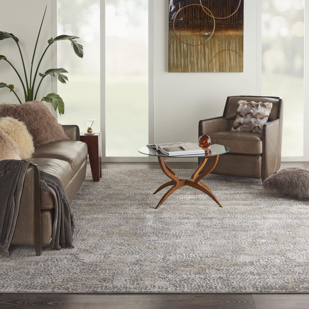 Nourison MA90 Uptown UPT02 Beige/Grey Area Rug by Michael Amini Room Scene Featured