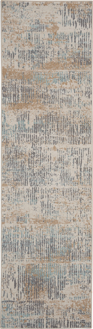 Nourison MA90 Uptown UPT03 Beige/Aqua Area Rug by Michael Amini 2'2'' X 7'6'' Runner