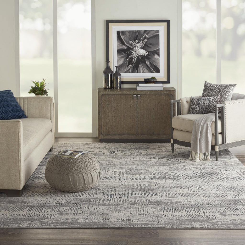 Nourison MA90 Uptown UPT03 Ivory/Grey Area Rug by Michael Amini Room Scene Featured